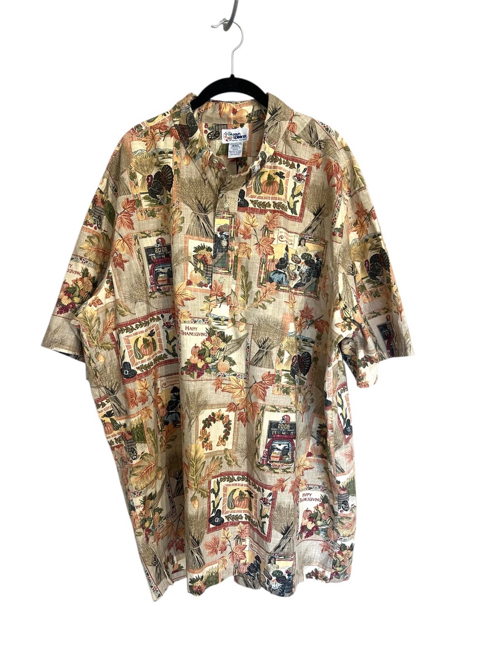 Reyn Spooner vintage Thanksgiving Fall Football short sleeve polo shirt 3x